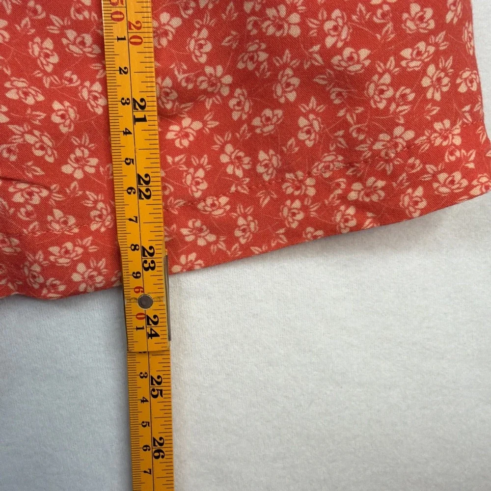 Lulu's Women's Floral Romper Medium Orange Rayon Button Front Sleeveless Boho - Picture 10 of 11